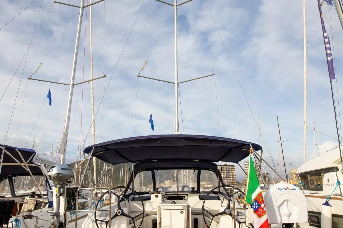 Exterior view of Gea, a Beneteau Oceanis 40.1 sailboat at Salerno, Italy