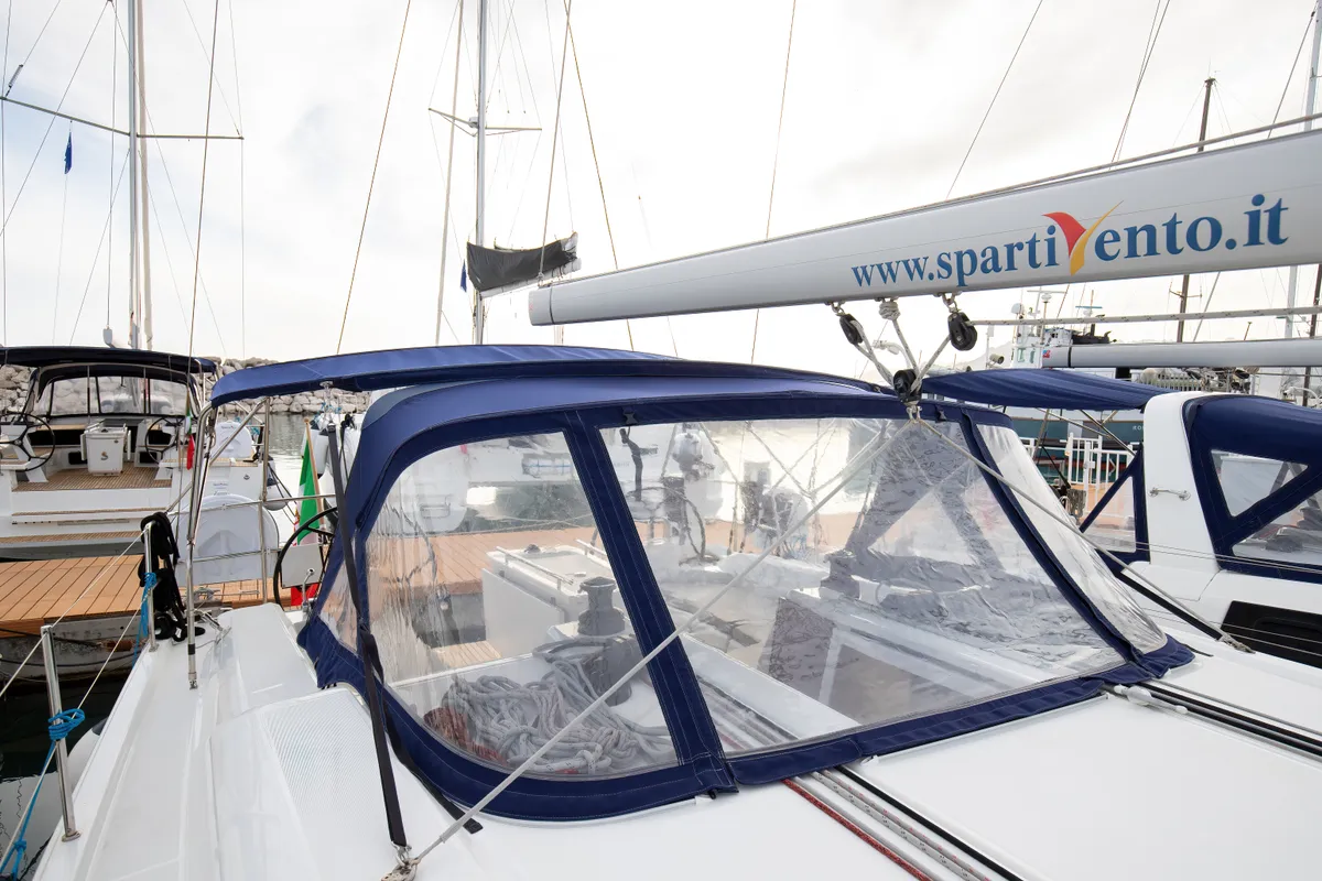 Deck of Gea, a Beneteau Oceanis 40.1 sailboat at Salerno, Italy