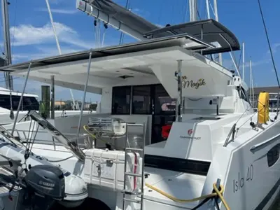 Deck of Sea Magik, a Fountaine Pajot Isla 40 catamaran at Charlotte Amalie, United States