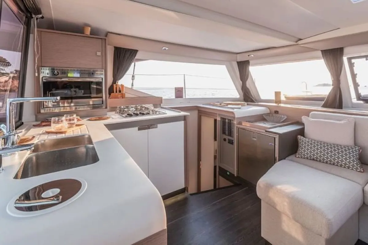 Galley of Sea Magik, a Fountaine Pajot Isla 40 catamaran at Charlotte Amalie, United States