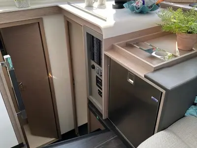 Galley of Sea Magik, a Fountaine Pajot Isla 40 catamaran at Charlotte Amalie, United States