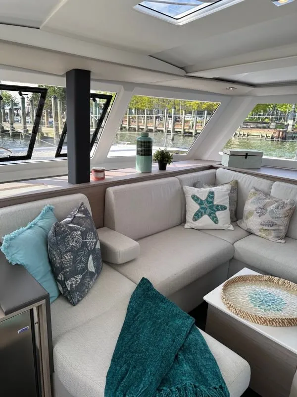 Salon of Sea Magik, a Fountaine Pajot Isla 40 catamaran at Charlotte Amalie, United States