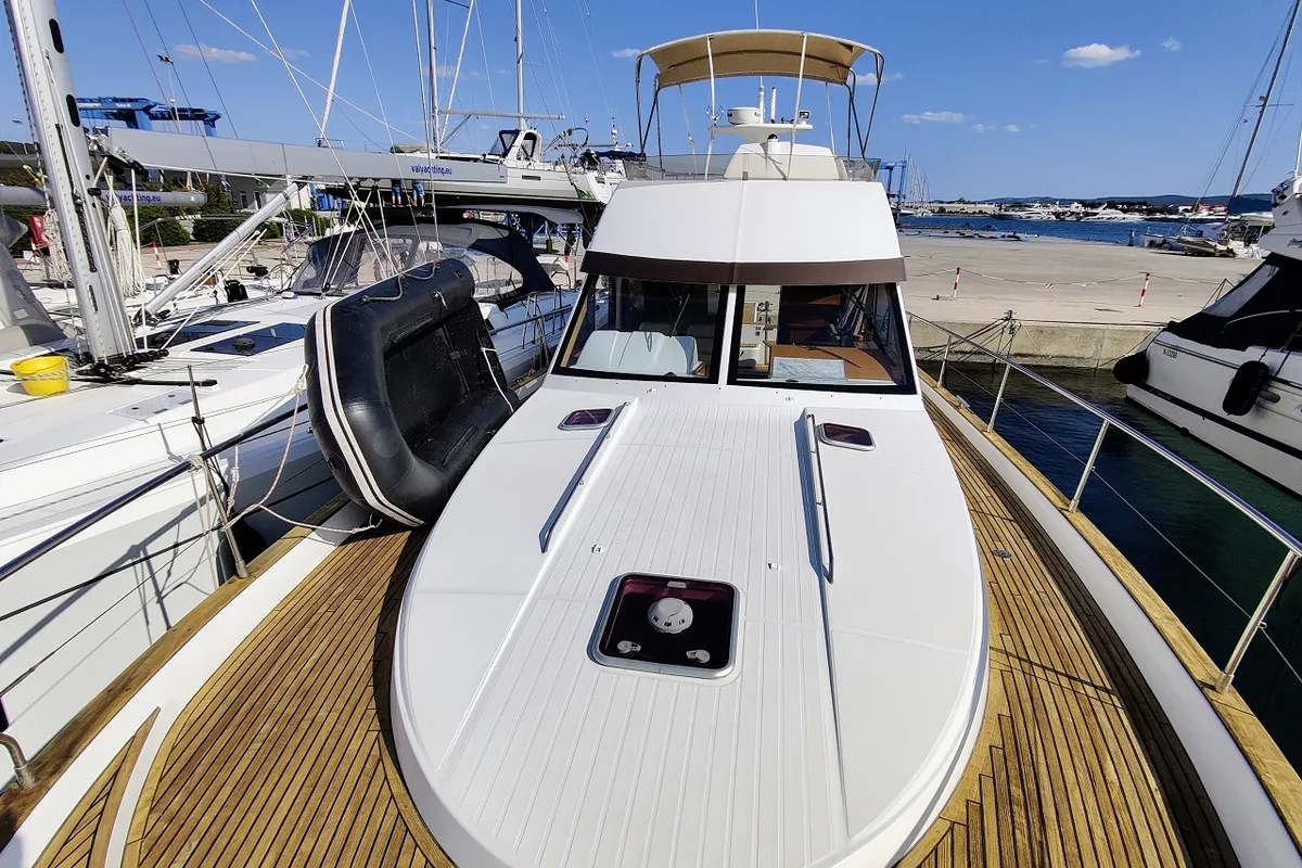 Deck of Ardea, a Beneteau Antares 13,80 motor yacht at Općina Sukošan, Croatia
