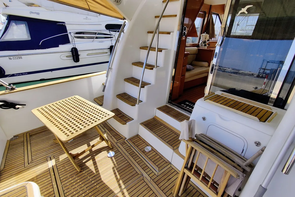 Deck of Ardea, a Beneteau Antares 13,80 motor yacht at Općina Sukošan, Croatia