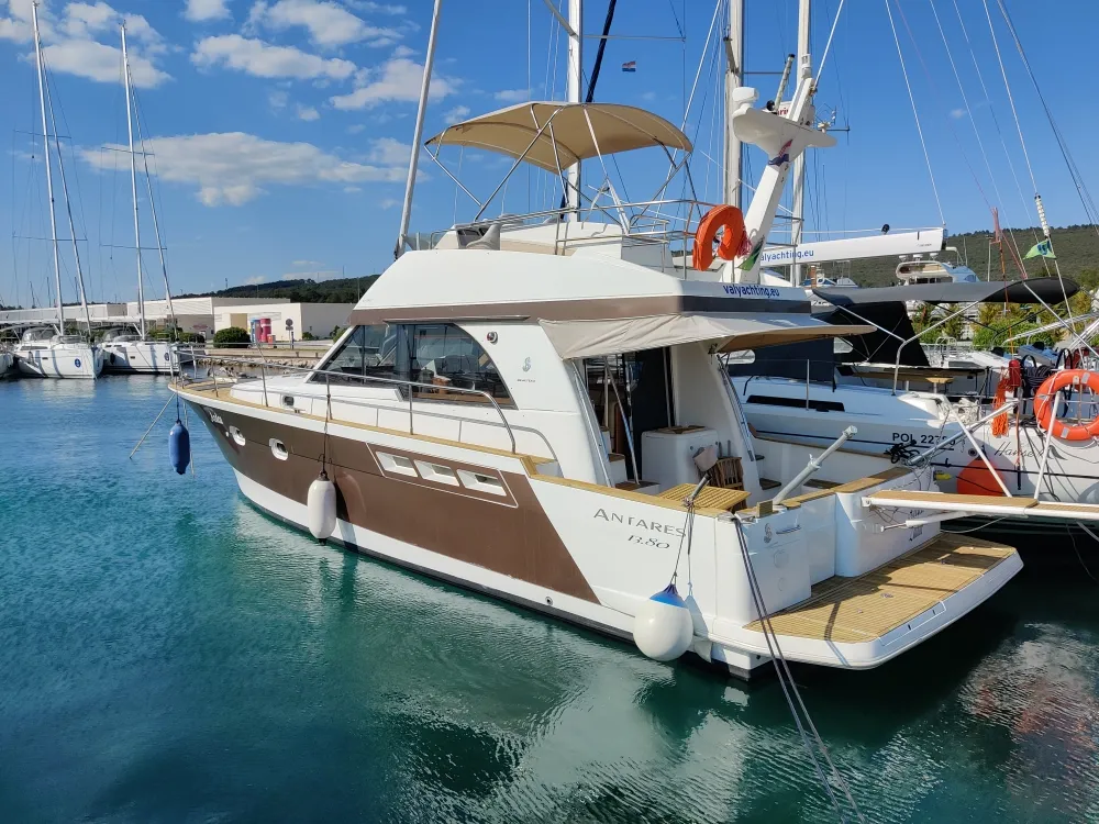 Exterior view of Ardea, a Beneteau Antares 13,80 motor yacht at Općina Sukošan, Croatia
