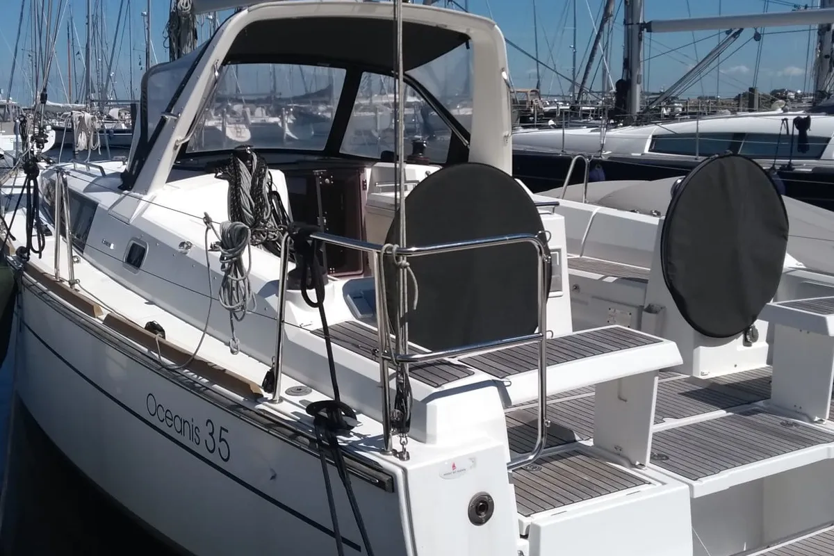 Exterior view of Zomer, a Beneteau Oceanis 35 sailboat at Yerseke, Netherlands