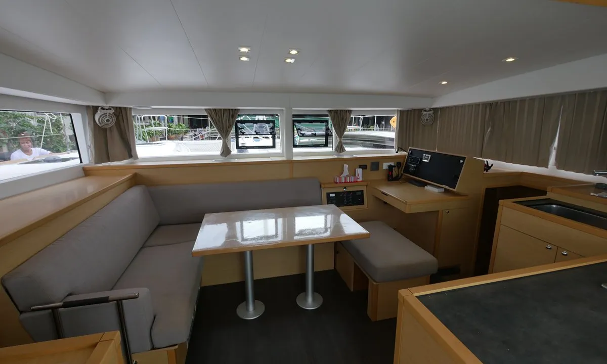 Salon of Anastasia, a Lagoon 400 S2 catamaran at Mai Khao, Thailand