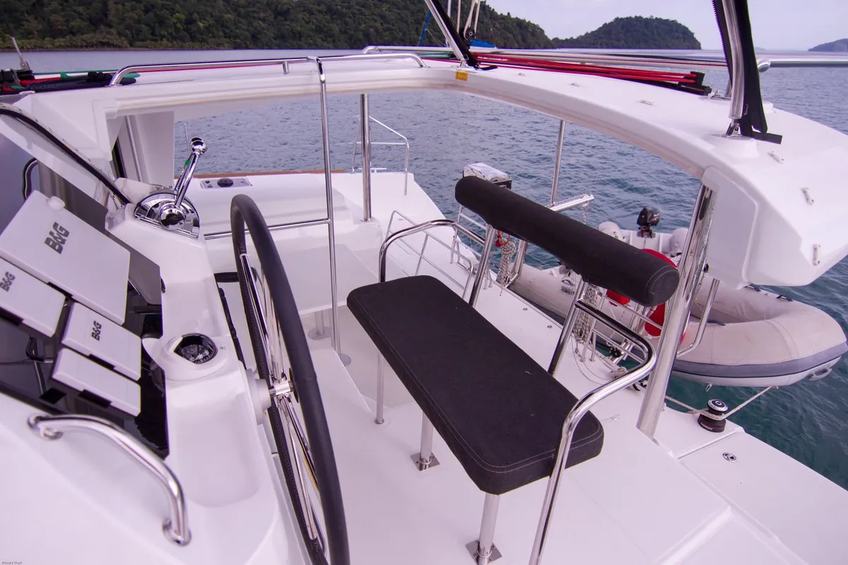 Cockpit of Anastasia, a Lagoon 400 S2 catamaran at Mai Khao, Thailand