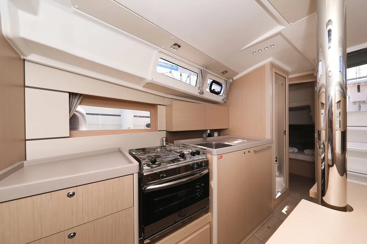Galley of Aris, a Beneteau Oceanis 35.1 sailboat at Grad Biograd na Moru, Croatia