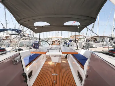 Deck of Aris, a Beneteau Oceanis 35.1 sailboat at Grad Biograd na Moru, Croatia