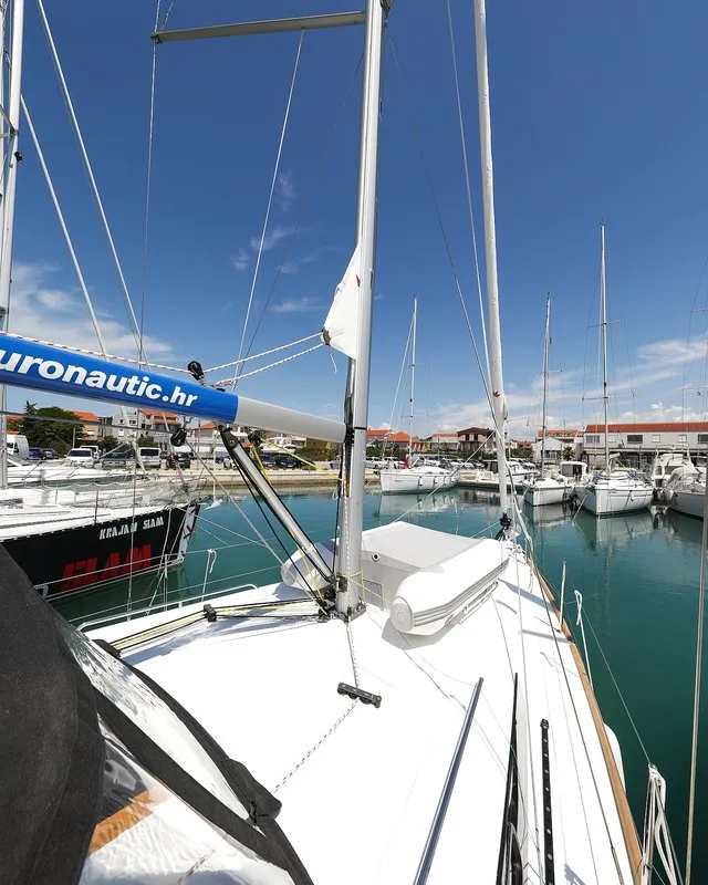 Deck of Aris, a Beneteau Oceanis 35.1 sailboat at Grad Biograd na Moru, Croatia