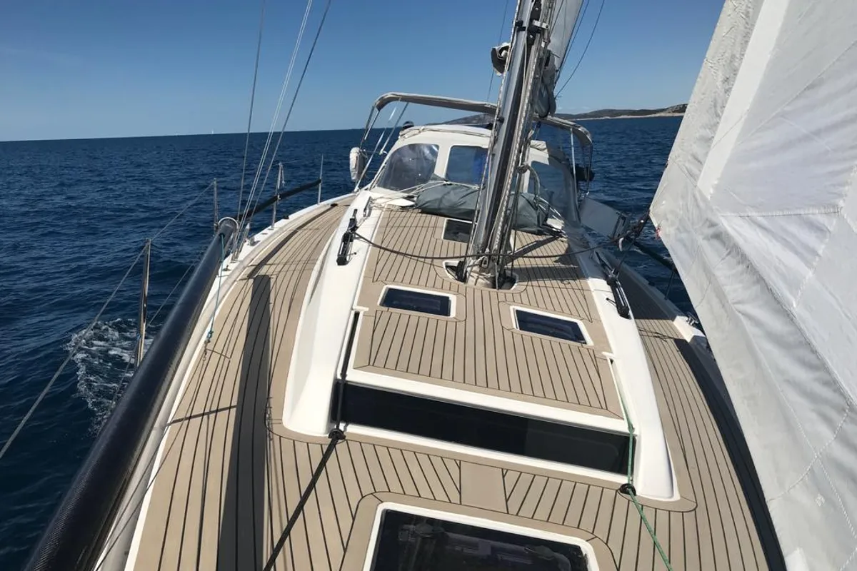 Deck of Cum Ventis, a X-Yachts X4³ sailboat at Općina Rogoznica, Croatia