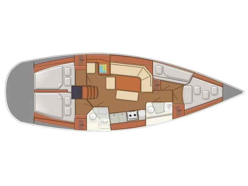 Floor plan of Klara, a Delphia 40 sailboat at Harstad, Norway