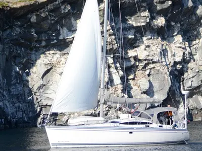 Exterior view of Klara, a Delphia 40 sailboat at Harstad, Norway