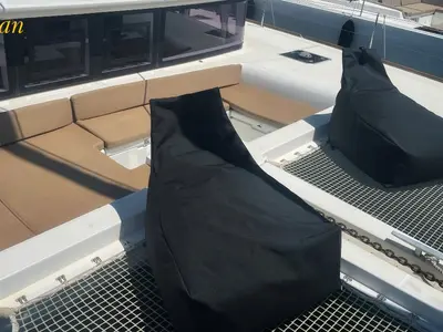 Deck of Aeolian Dream, a Lagoon 450 F catamaran at Preveza, Greece
