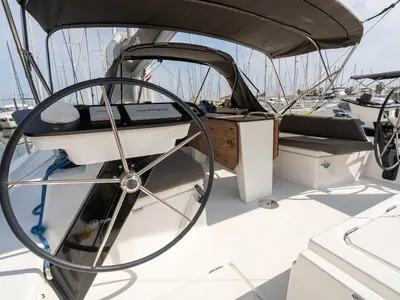 Cockpit of Key West, a Dufour 41 sailboat at Hyères, France