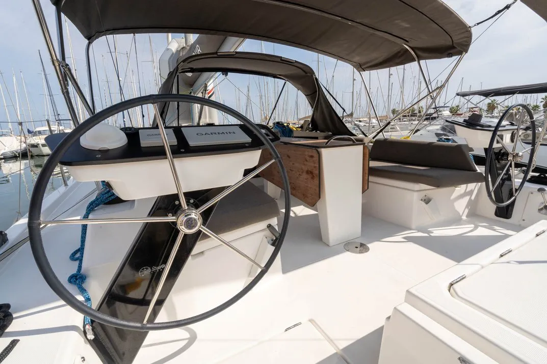 Cockpit of Key West, a Dufour 41 sailboat at Hyères, France