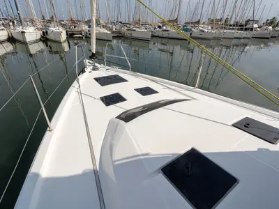 Deck of Key West, a Dufour 41 sailboat at Hyères, France