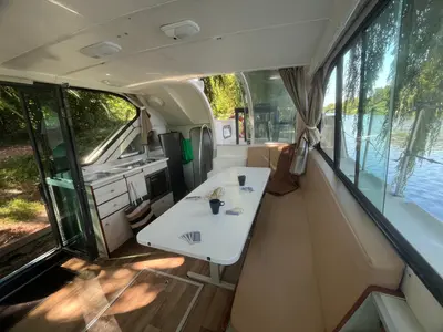 Galley of Concerto 1, a Nicols Confort 1100 motorboat at Sablé-sur-Sarthe, France