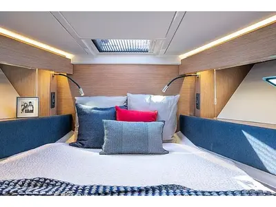 Cabin on Speed2, a Beneteau Gran Turismo 36 motorboat at Pula, Croatia