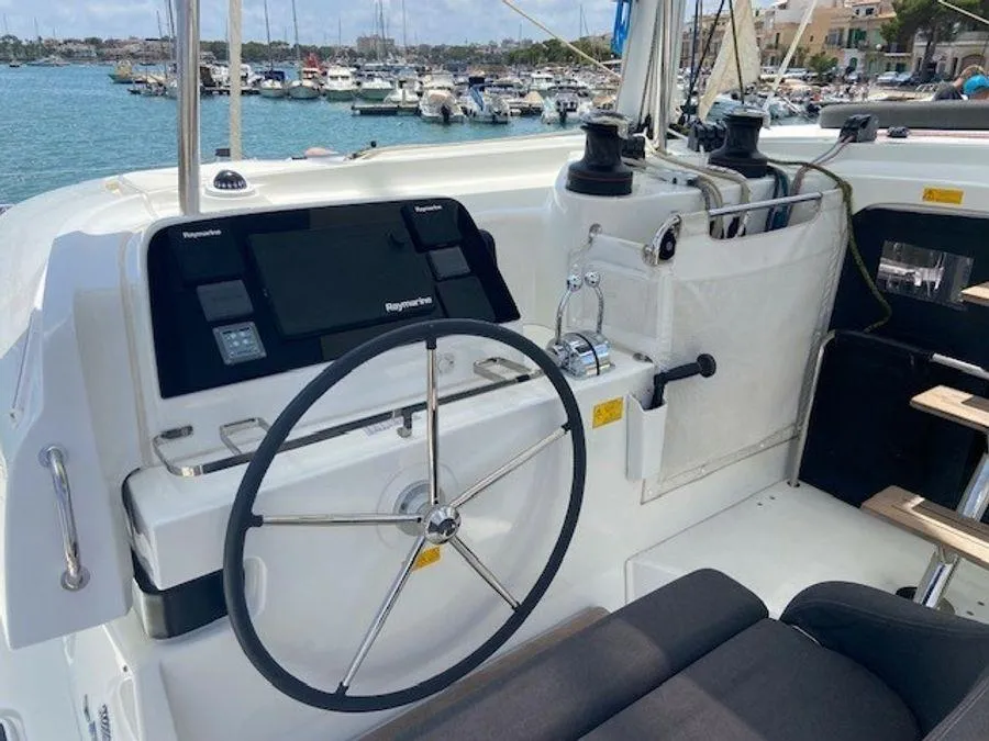 Laurencia, a Lagoon 42 catamaran at Cagliari, Italy