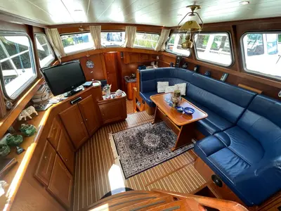 Salon of Impression, a De Drait Impression 42 motorboat at Akkrum, Netherlands