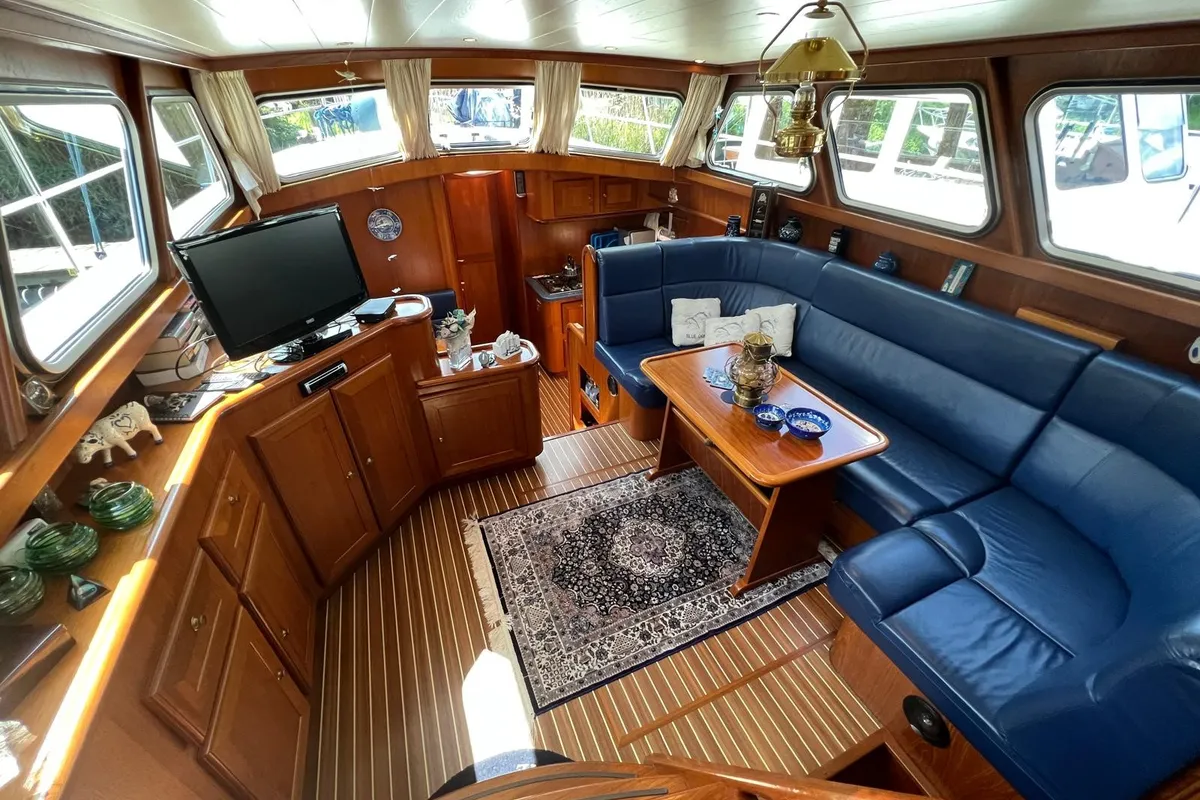 Salon of Impression, a De Drait Impression 42 motorboat at Akkrum, Netherlands