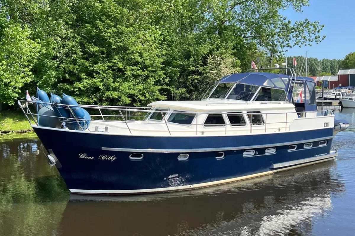 Exterior view of Impression, a De Drait Impression 42 motorboat at Akkrum, Netherlands