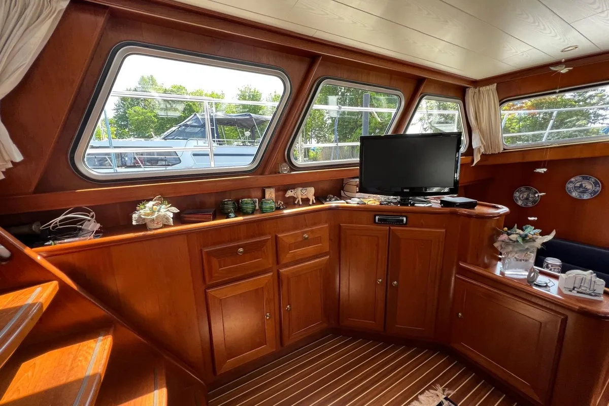 Salon of Impression, a De Drait Impression 42 motorboat at Akkrum, Netherlands