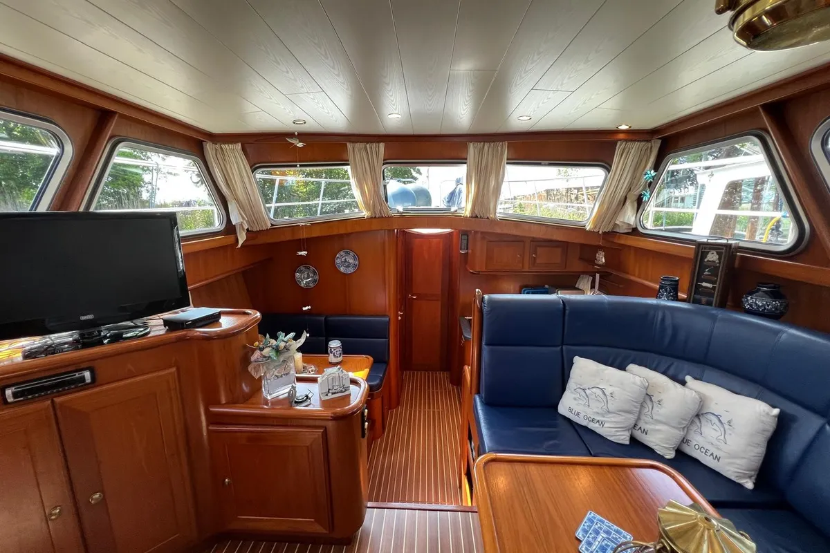 Salon of Impression, a De Drait Impression 42 motorboat at Akkrum, Netherlands