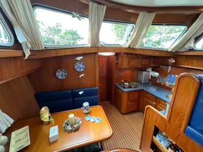 Galley of Impression, a De Drait Impression 42 motorboat at Akkrum, Netherlands