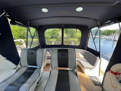 Deck of Impression, a De Drait Impression 42 motorboat at Akkrum, Netherlands