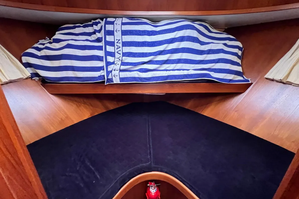 Cabin on Impression, a De Drait Impression 42 motorboat at Akkrum, Netherlands