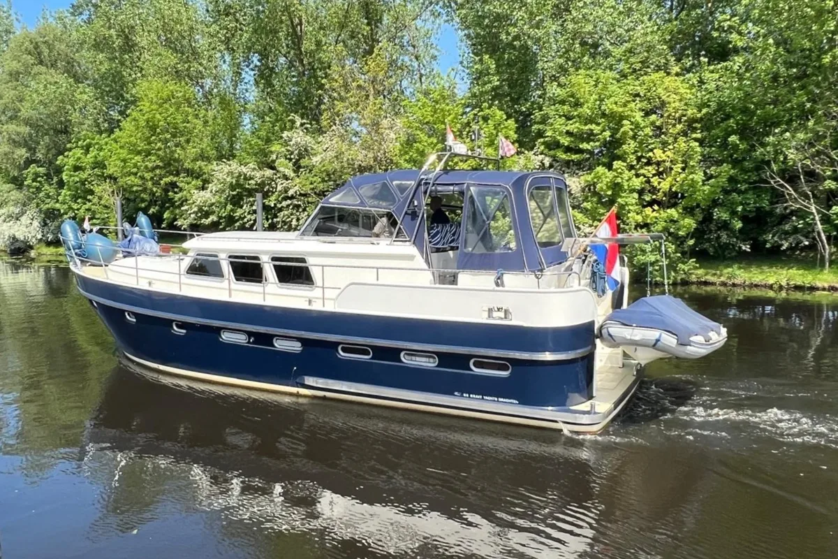Exterior view of Impression, a De Drait Impression 42 motorboat at Akkrum, Netherlands