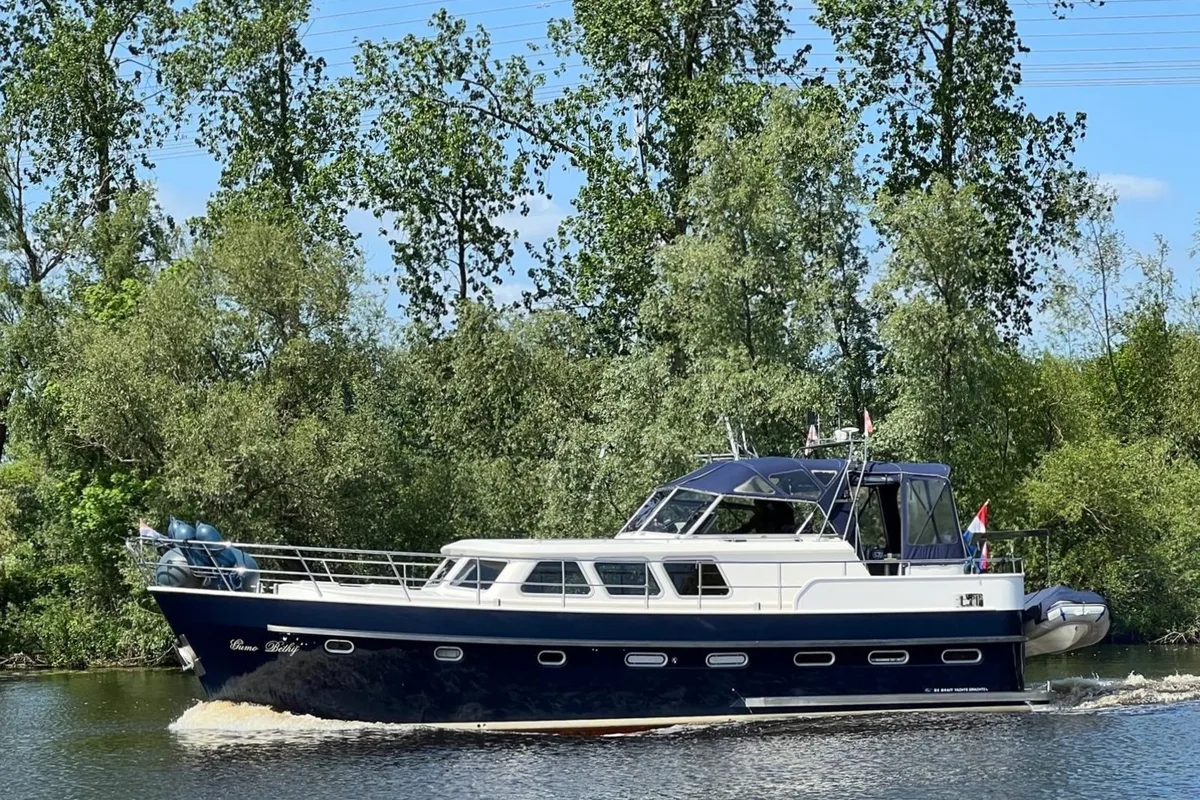 Exterior view of Impression, a De Drait Impression 42 motorboat at Akkrum, Netherlands