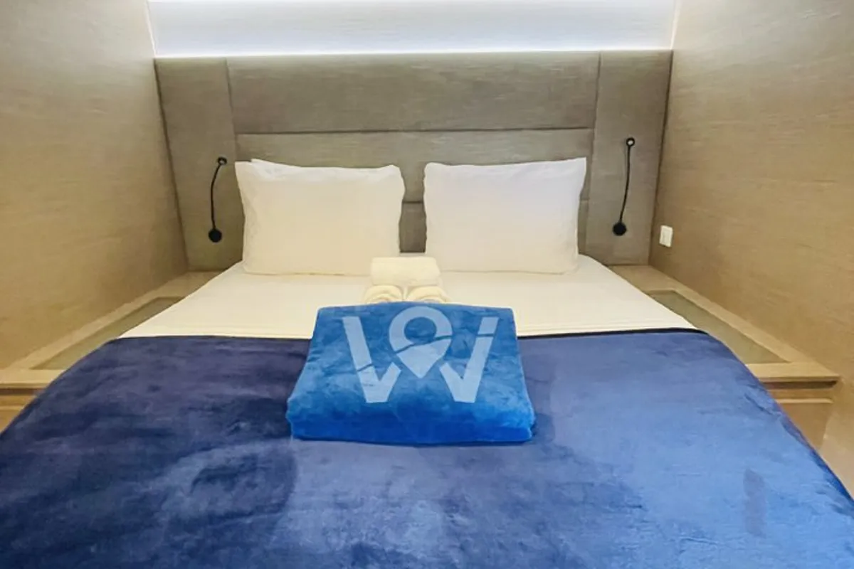 Cabin on Hoylah, a Fountaine Pajot Aura 51 catamaran at Road Town, British Virgin Islands