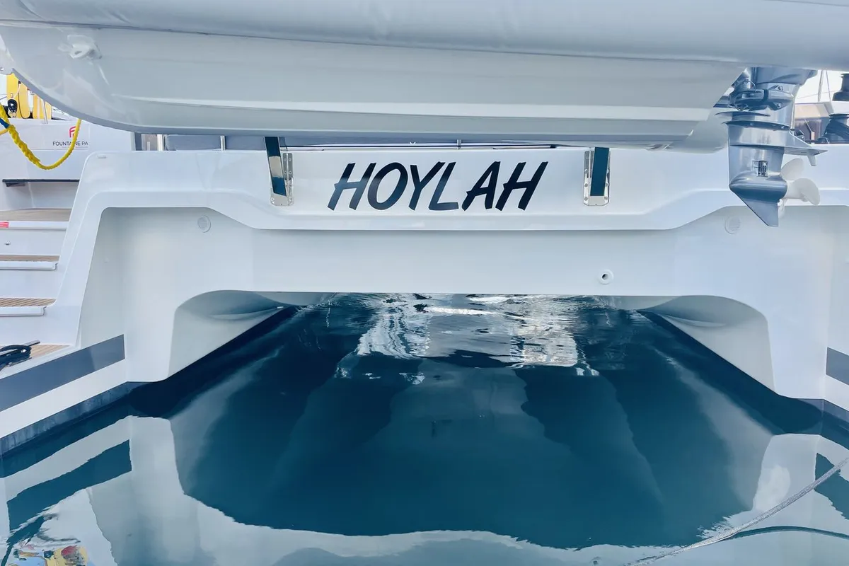 Hoylah, a Fountaine Pajot Aura 51 catamaran at Road Town, British Virgin Islands