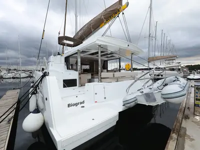 Deck of Apollo, a Bali 4.4 catamaran at Općina Rogoznica, Croatia