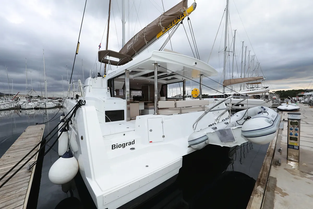 Deck of Apollo, a Bali 4.4 catamaran at Općina Rogoznica, Croatia