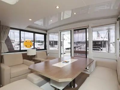 Cockpit of Apollo, a Bali 4.4 catamaran at Općina Rogoznica, Croatia