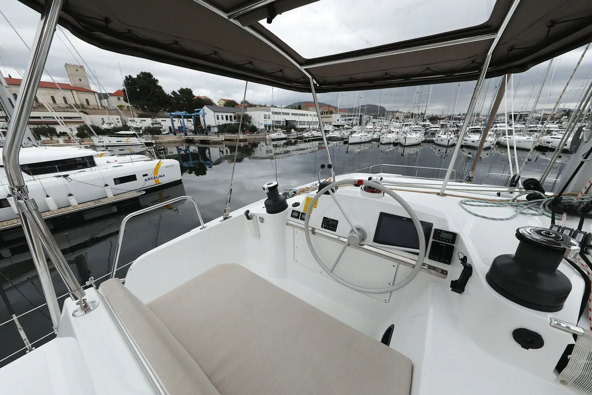 Deck of Apollo, a Bali 4.4 catamaran at Općina Rogoznica, Croatia