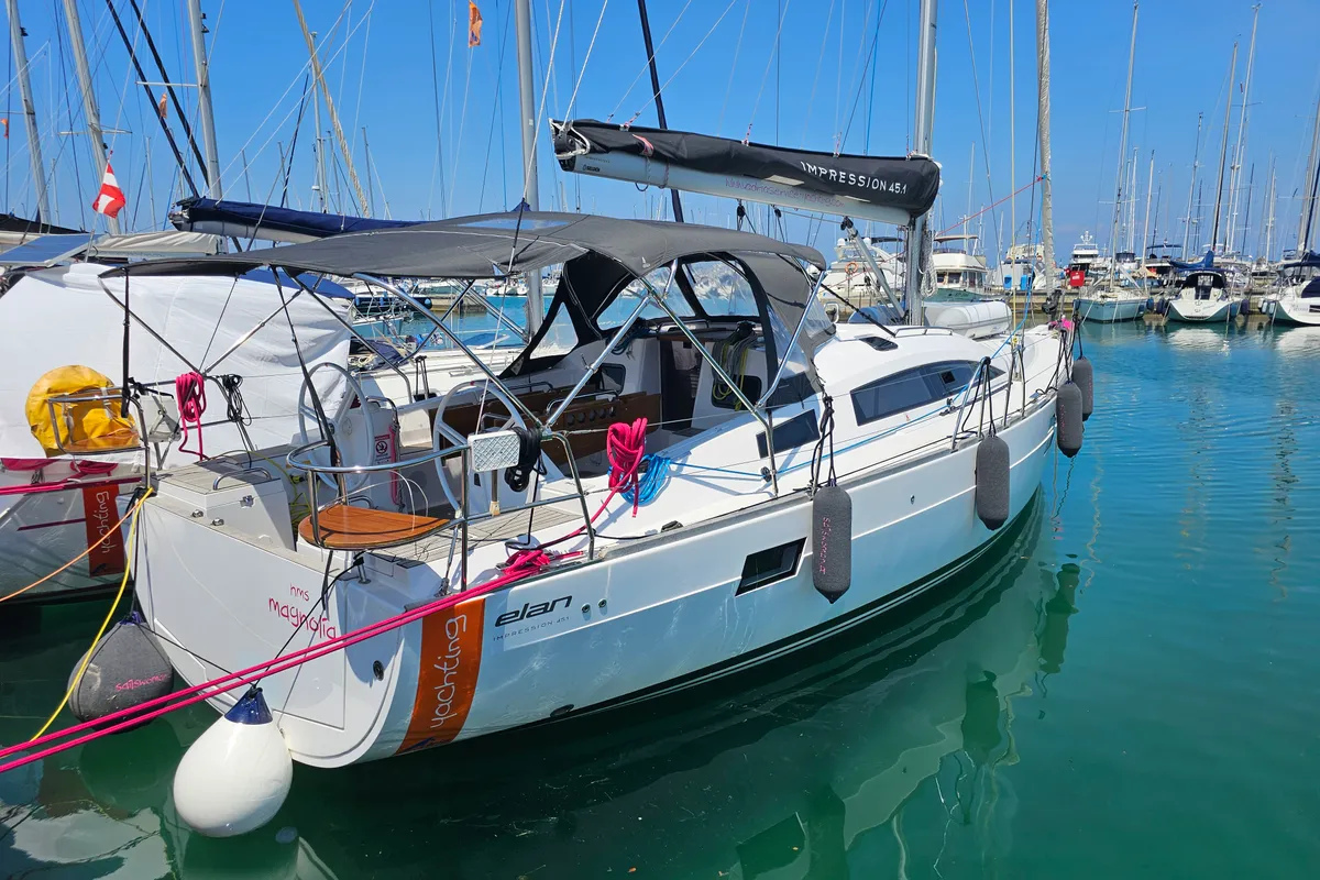 HMS Magnolia, a Elan Impression 45.1 sailboat at Izola, Slovenia