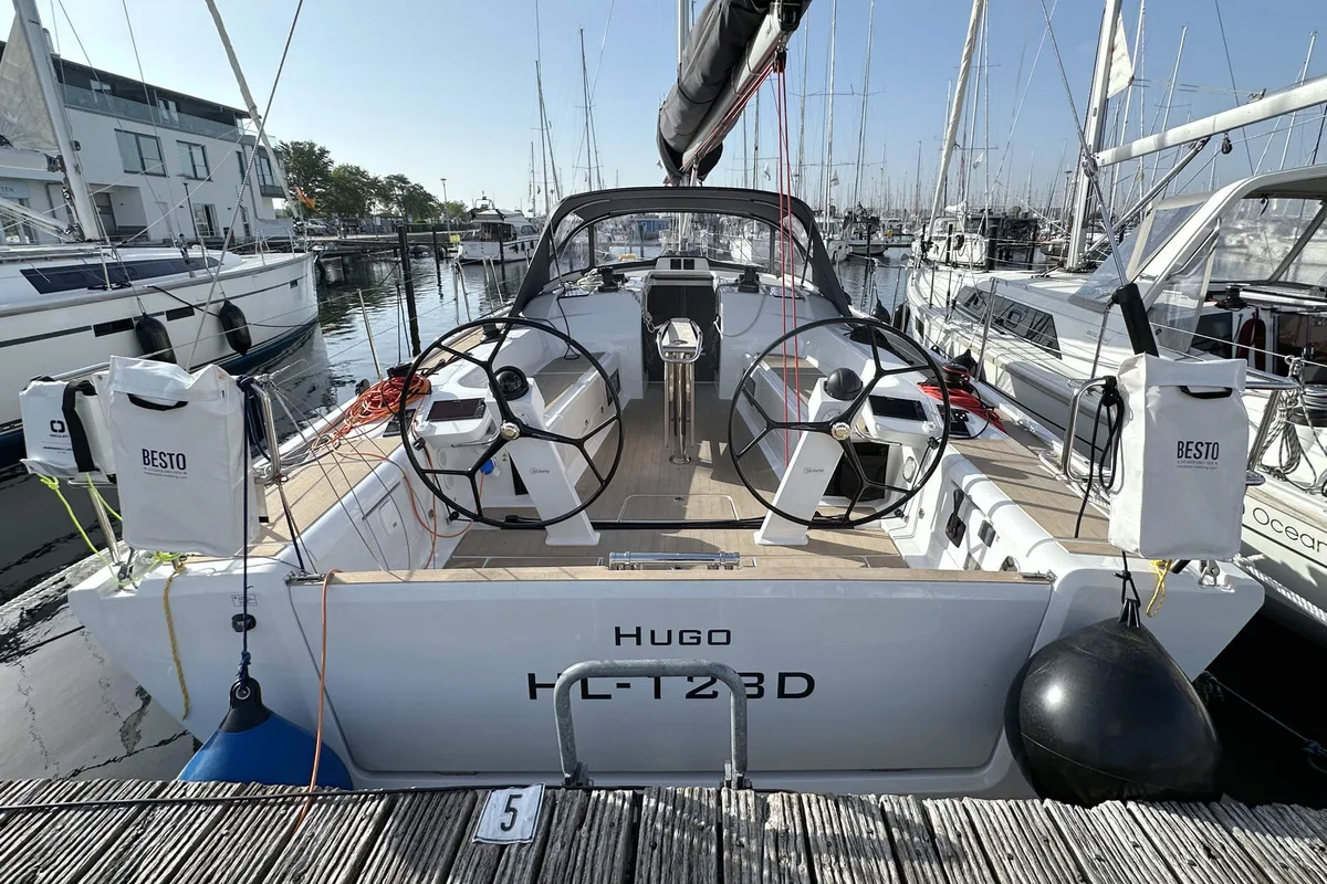 Cockpit of Hugo, a Dehler 46 SQ sailboat at Grad Pula, Croatia