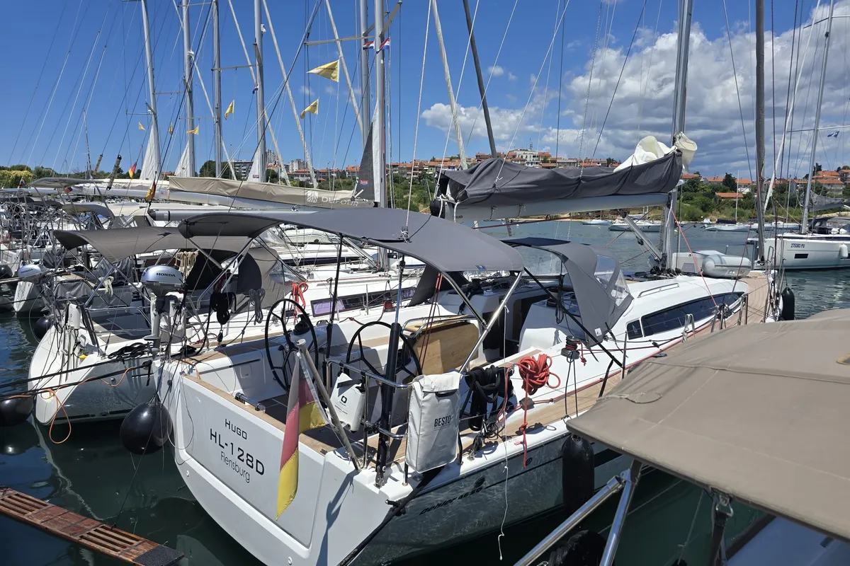 Deck of Hugo, a Dehler 46 SQ sailboat at Grad Pula, Croatia