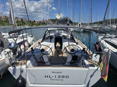 Cockpit of Hugo, a Dehler 46 SQ sailboat at Grad Pula, Croatia