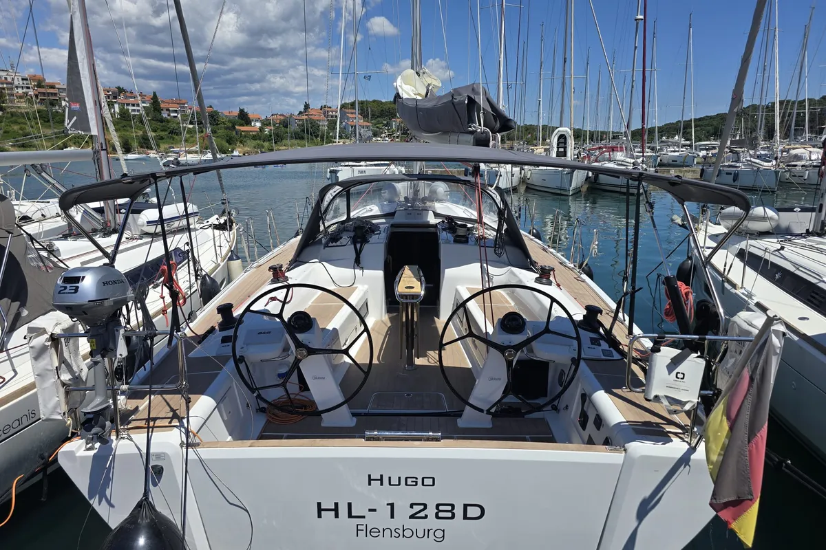 Cockpit of Hugo, a Dehler 46 SQ sailboat at Grad Pula, Croatia