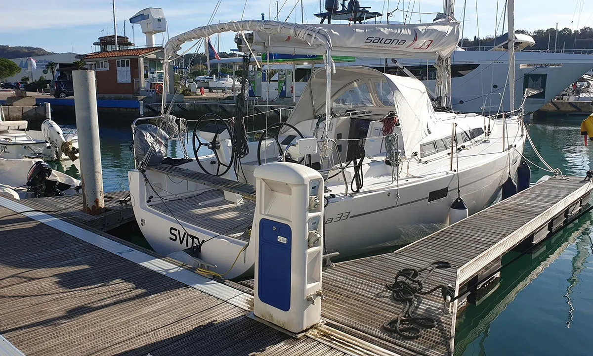 Exterior view of Svity, a AD Boats Salona 33 sailboat at Portorož / Portorose, Slovenia