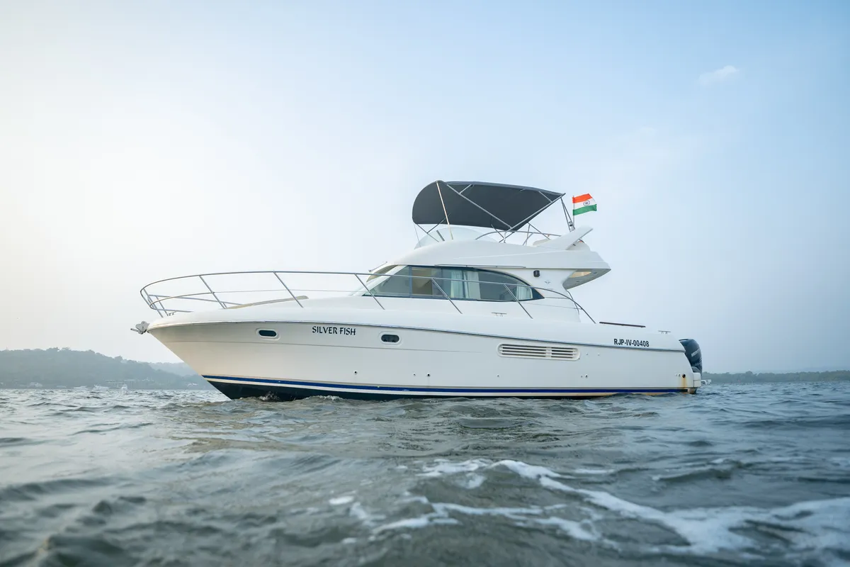 Exterior view of Silver Fish, a Prestige 36 motorboat at Panaji, India
