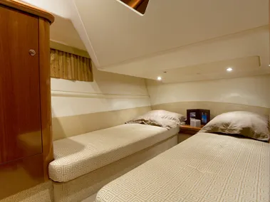 Cabin on Silver Fish, a Prestige 36 motorboat at Panaji, India