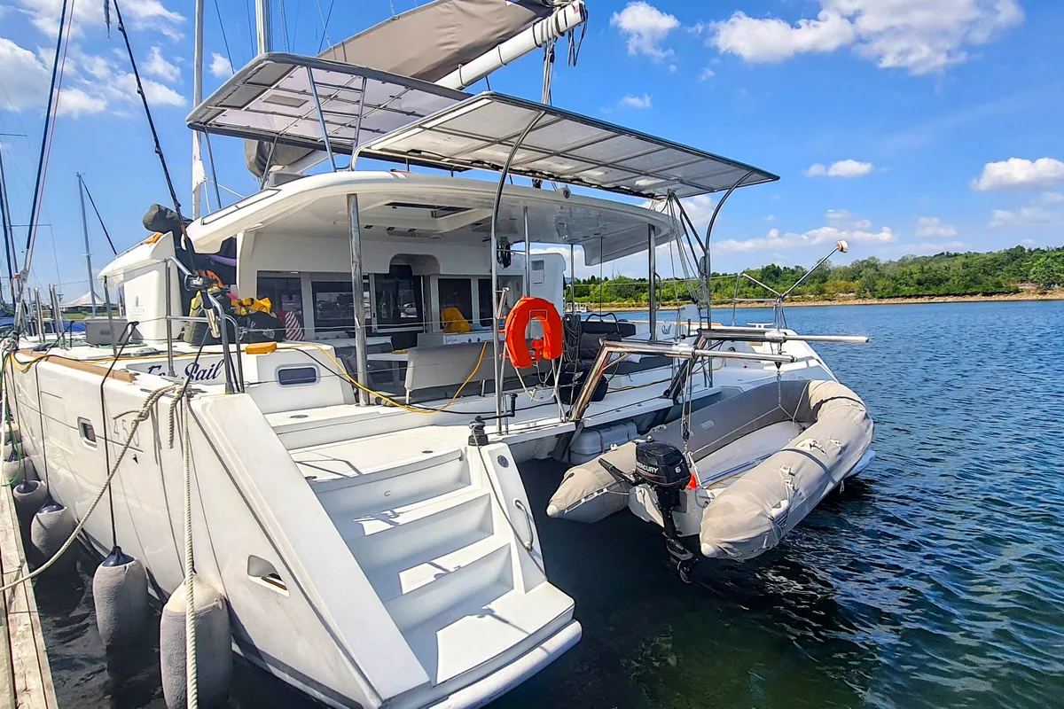 Exterior view of ArMarg, a Lagoon 450 Fly catamaran at Baan Salak Phet, Thailand